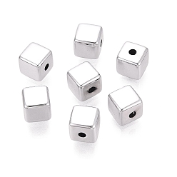 Silver Plated UV Plating Acrylic Beads, Cube, Silver Plated, 9x9x8.5mm, Hole: 2.2mm