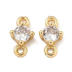 Настоящее золото 14K Покрытие стойки из латуни, звенья из прозрачного кубического циркония, подвески с плоским круглым разъемом, долговечный, без свинца и без кадмия, реальный 14 k позолоченный, 9x5x2.8 мм, отверстие : 1.2 мм