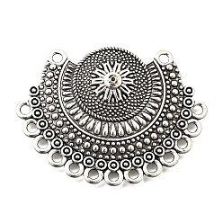 Fan Сплав люстра компонента ссылки тибетском стиле, античное серебро, вентилятор, 30x25x3.5 мм, отверстие : 2 мм