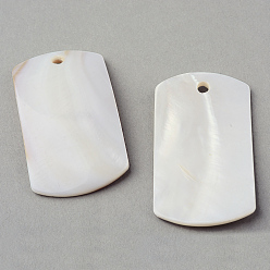 Creamy White Sea Shell Pendants, Big Pendants, Rectangle, Creamy White, 60x33~33.5x3.5~4mm, Hole: 3.5mm