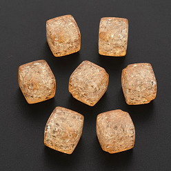 Sandy Brown Transparent Crackle Acrylic Beads, Cube, Sandy Brown, 15.5x18x12mm, Hole: 2.5mm, about 275pcs/500g