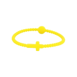 Желтый Детские силиконовые эластичные браслеты с крестом для девочек и мальчиков, желтые, 7-5/8 дюйм (19.5 см)