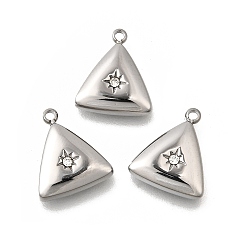 Треугольник 304 прелести нержавеющей стали, со стразами, треугольные, 13.5x12x3.5 мм, отверстие : 1.4 мм