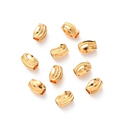Настоящее золото 24K Латунные бусины, гофрированный ствол, долговечный, без свинца и без кадмия, стойки покрытие, реальный 24 k позолоченный, 3x4 мм, отверстие : 1.2 мм