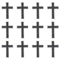 Реактивный Самолет 12шт. вышитые стразами нашивки из самоклеящейся нити для пришивания/приклеивания утюгом, аппликации из ткани, крестик, струя, 70x48x1.5 мм