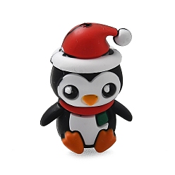 Пингвин Рождественская тема, силиконовые фокусные бусины, изготовление ожерелий diy, красочный, пингвин, 30x21x15 мм, отверстие : 2 мм