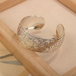 Шестиугольник Браслеты из манжеты из тибетского сплава, широкие браслеты для женщин, античное серебро, шестиугольник, 1 дюйм (2.5 см), внутренний диаметр: 2-1/4 дюйм (5.8 см)