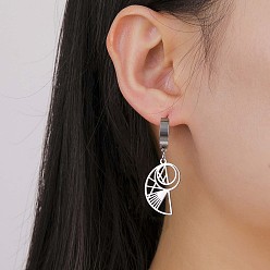 Нержавеющая Сталь Цвет Серьги из 304 нержавеющей стали, полая раковина, цвет нержавеющей стали, 24x17 мм, кольцо: длина 15мм, ширина 14мм