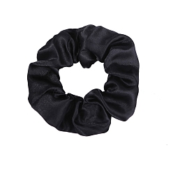 Black Solid Color Slick Cloth Ponytail Scrunchy Hair Ties, Ponytail Holder Hair Accessories for Women and Girls, Black, 100mm