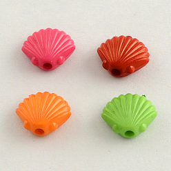 Mixed Color Opaque Acrylic Beads, Scallop/Shell, Mixed Color, 10x12x4.5mm, Hole: 2mm, about 1800pcs/500g