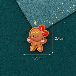 Gingerbread Man Рождественская серия из непрозрачной смолы декодирует кабошоны, Колобок, 24x17 мм