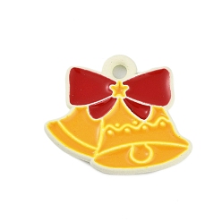 Christmas Bell Подвески из сплава с эмалью из сплава с рождественской тематикой, Рождественский колокольчик, 16x19x1.5 мм, отверстие : 1.8 мм