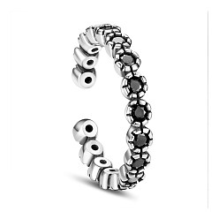 Antique Silver Wonderful 925 Sterling Silver Finger Rings, with Grade AAA Cubic Zirconia, Antique Silver, 18mm