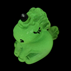 Персиковый Слойка Светящийся орнамент в виде единорога из смолы, Светящаяся в темноте минифигурка, украшение для дисплея мультяшного единорога, розовые, 24.5x12x19 мм