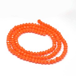 Orange Red Faceted Rondelle Glass Beads Strands, Orange Red, 4x3mm, Hole: 1mm, about 127~135pcs/strand, 17.8 inch