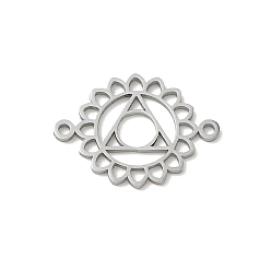 Stainless Steel Color Chakra 304 Stainless Steel Connector Charms, Triangle Mandala Links, Stainless Steel Color, 15x20x1mm, Hole: 1.2mm