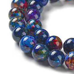 Medium Blue Natural Agate Beads Strands, Dyed & Heated, Round, Medium Blue, 10mm, Hole: 1.2mm, about 38pcs/strand, 14.96''(38cm)
