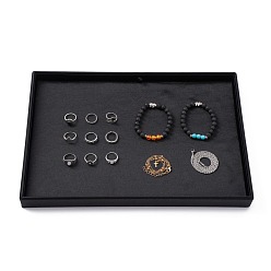 Черный Деревянный ювелирных подарочных коробок, покрыты тканью, чёрные, 35x24x3 см