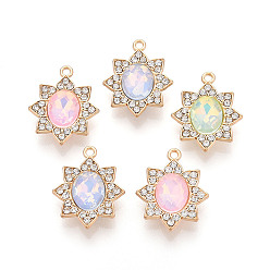 (52) Непрозрачная лаванда Сплав стекла подвески, со стразами, без кадмия и без свинца, , разноцветные, 22x18x6 мм, отверстие : 1.6 мм