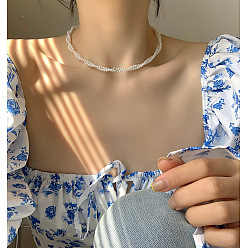 Круглые Ожерелья-чокеры с искусственным жемчугом, ювелирные изделия из сплава для женщин, круглые, 17.72 дюйм (45 см)