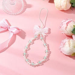 Аквамарин Акриловые планки мобильного, с пластиковой бисера, бантом, цветок, аквамарин, 217 мм