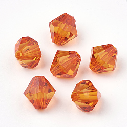 Orange Red Transparent Acrylic Beads, Bicone, Orange Red, 6x5.5mm, Hole: 1.5mm, about 6120pcs/500g
