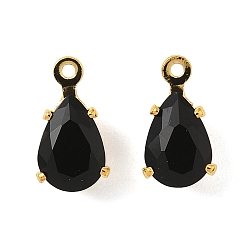 Черный Латунные микро проложить кубического циркония прелести, без кадмия и без свинца, слеза, золотые, чёрные, 9.5~10.5x5~6x4~5 мм, отверстие : 0.9~1.2 мм