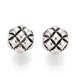 Античное Серебро Бусины из сплава в виде вафель в тибетском стиле, круглые, античное серебро, 5.5~6 мм, отверстие : 1.2 мм