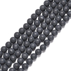 Black Dyed & Heated Natural Black Agate Beads Strands, Round, Frosted, Black, 8mm, Hole: 1mm, about 48~50pcs/strand, 15~15.5 inch