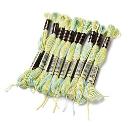 Champagne Gold 10 Skeins 6-Ply Polyester Embroidery Floss, Cross Stitch Threads, Segment Dyed, Champagne Gold, 0.5mm, about 8.75 Yards(8m)/skein