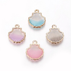 (52) Непрозрачная лаванда Подвески из эмали и сплава, оболочка, золотой свет, разноцветные, 18x15.5x2 мм, отверстие : 1.4 мм
