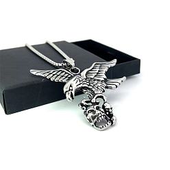 Нержавеющая Сталь Цвет Кулон в виде черепа Amis, панк-ретро, цепочка из нержавеющей стали для мужчин