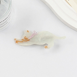 Бежевый Симпатичные блестящие заколки для волос из ацетата целлюлозы в виде кошки и кожи аллигатора, аксессуары для волос для девочек, бежевые, 90x15 мм