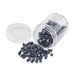 Темно-Синий Непрозрачные цвета бисер, круглое отверстие, кубические, темно-синий, 3~7x3x3 мм, отверстия: 0.5 мм, около 400 шт / коробка