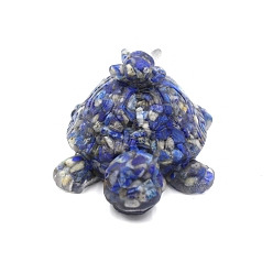 Ляпис-Лазурь Фигурки черепах из смолы, с натуральными чипсами из лазурита внутри статуй для украшения домашнего офиса, 88x62x46 мм