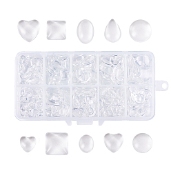 Clear Transparent Glass Cabochons, Mixed Shapes, Clear, 13.5x7x3cm