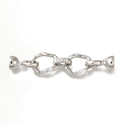 Платина Латунное микропейв, прозрачный кубический цирконий, складные застежки, без кадмия, без никеля и без свинца, неправильное кольцо, платина, 54 мм