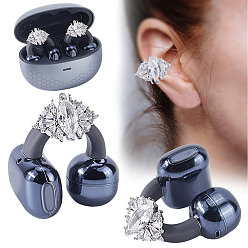 Цветок 2шт. зажимы из сплава со стразами для декоративных аксессуаров для наушников, платина, цветок, 12x17x8 мм, отверстие : 4 мм