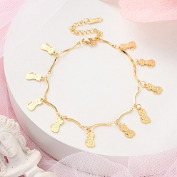 Cat Shape 304 браслеты с подвесками из нержавеющей стали для женщин, с карабин-лобстерами , золотые, форма кошки, 8-1/8 дюйм (20.5 см)