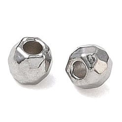 Color de Acero Inoxidable 304 bolas de acero inoxidable, facetados, rondo, color acero inoxidable, 4x3 mm, agujero: 1.4 mm