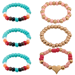 (52) Непрозрачная лаванда 6шт. 2 стили декоративных колец из стеклянных бусин для ремешка смарт-часов, подвески для часов, разноцветные, внутренний диаметр: 12~15.5 мм