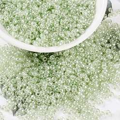 (RR371) Бледно-мох-зеленый Блеск Миюки круглые бусины рокайль, японский бисер, 8/0, (rr 371) блеск бледно-зеленого мха, 3 мм, отверстие : 1 мм, Около 2111~2277 шт / 50 г