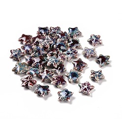 Темно-Красный Фарфоровые бусины ручной работы, фантазии античного стекла фарфора, керамические бусины в виде морских звезд, темно-красный, 19~20x20.5~22.5x7.5~8.5 мм, отверстие : 2 мм