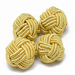 Gold Polyester & Cotton Woven Beads, Half Drilled, Half Round, Gold, 14~17x16~22x17~23mm, Half Hole: 8~16mm