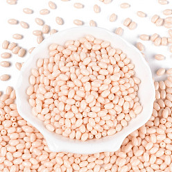 Персиковый Слойка Выпечка краска стеклянные бусины, овальные, розовые, 7x4~4.5 мм, отверстие : 0.9 мм, Около 2500 шт / фунт