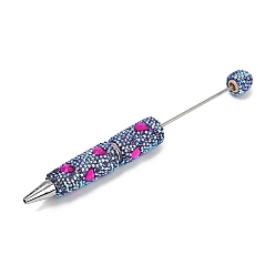 Фуксиновый Полимерная глина стразы шариковая ручка, бисерная ручка, с железной фурнитурой, для индивидуальной ручки с ювелирными бусинами, сердце, красно-фиолетовые, 145x15~16 мм