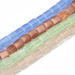 (52) Непрозрачная лаванда Кошачие глаза, квадратный, разноцветные, 8x8x3~4 мм, отверстие : 1 мм, около 50~51 шт / нитка, 15.16 дюйм ~ 15.79 дюйм