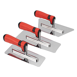 Stainless Steel Color 3Pcs 420 Stainless Steel Finishing Trowel Sets, Paint Plastering Hand Tool with Handle , Stainless Steel Color, 100~240x80~110x86mm