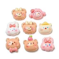 Mixed Shapes Непрозрачная смола декодирует кабошоны, для изготовления ювелирных изделий, мультфильм животных, разнообразные, 16~21x19~25x6~9 мм