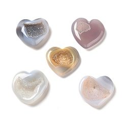 Гальванический Агат Украшения из натуральных друзовых жеодовых агатовых бусин, сердце, 46~51x51~54x11~15 мм